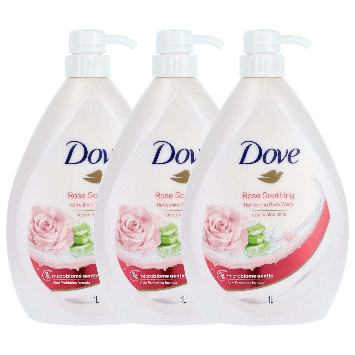 (BUNDLE OF 3) DOVE BODY WASH ROSE SOOTHING 1L
