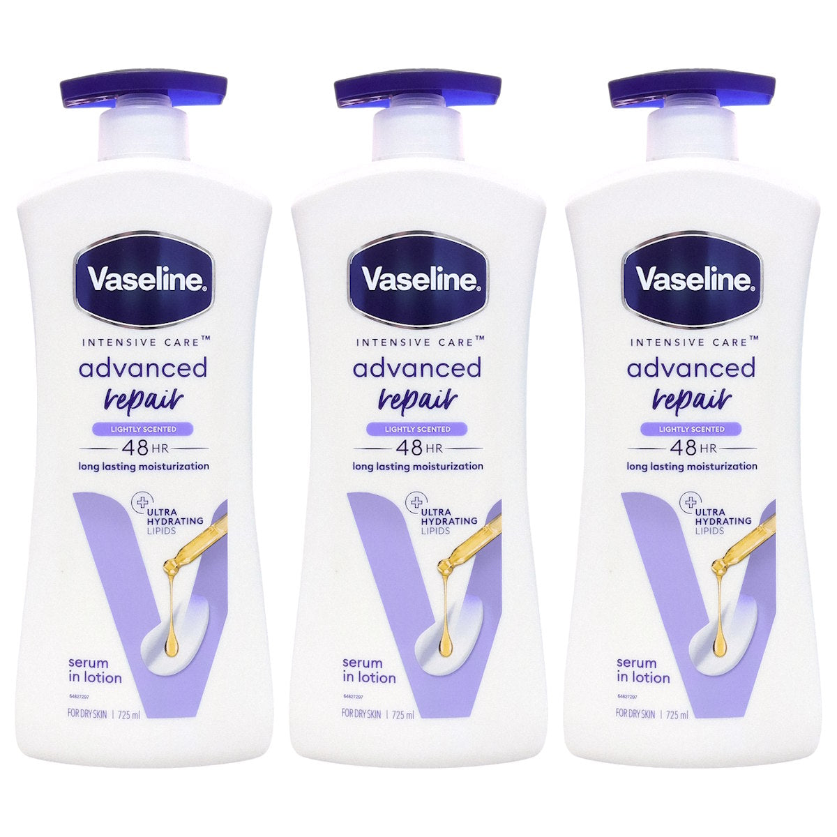 (BUNDLE OF 3) VASELINE INTENSIVE CARE ADVANCED REPAIR LOTION 725ML (LIGHTLY SCENTED)