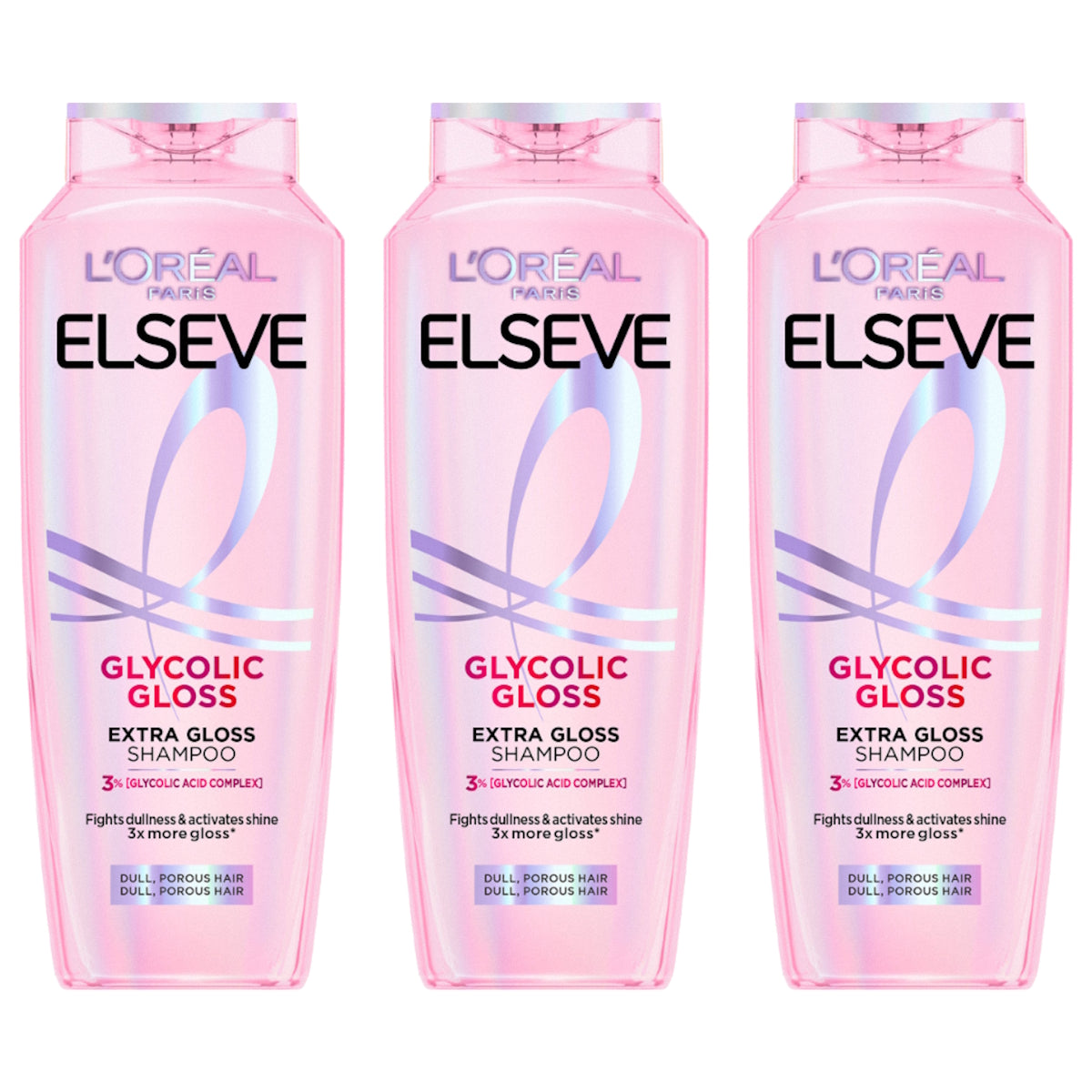 (BUNDLE OF 3) LOREAL ELSEVE GLYCOLIC GLOSS EXTRA GLOSS SHAMPOO 280ML