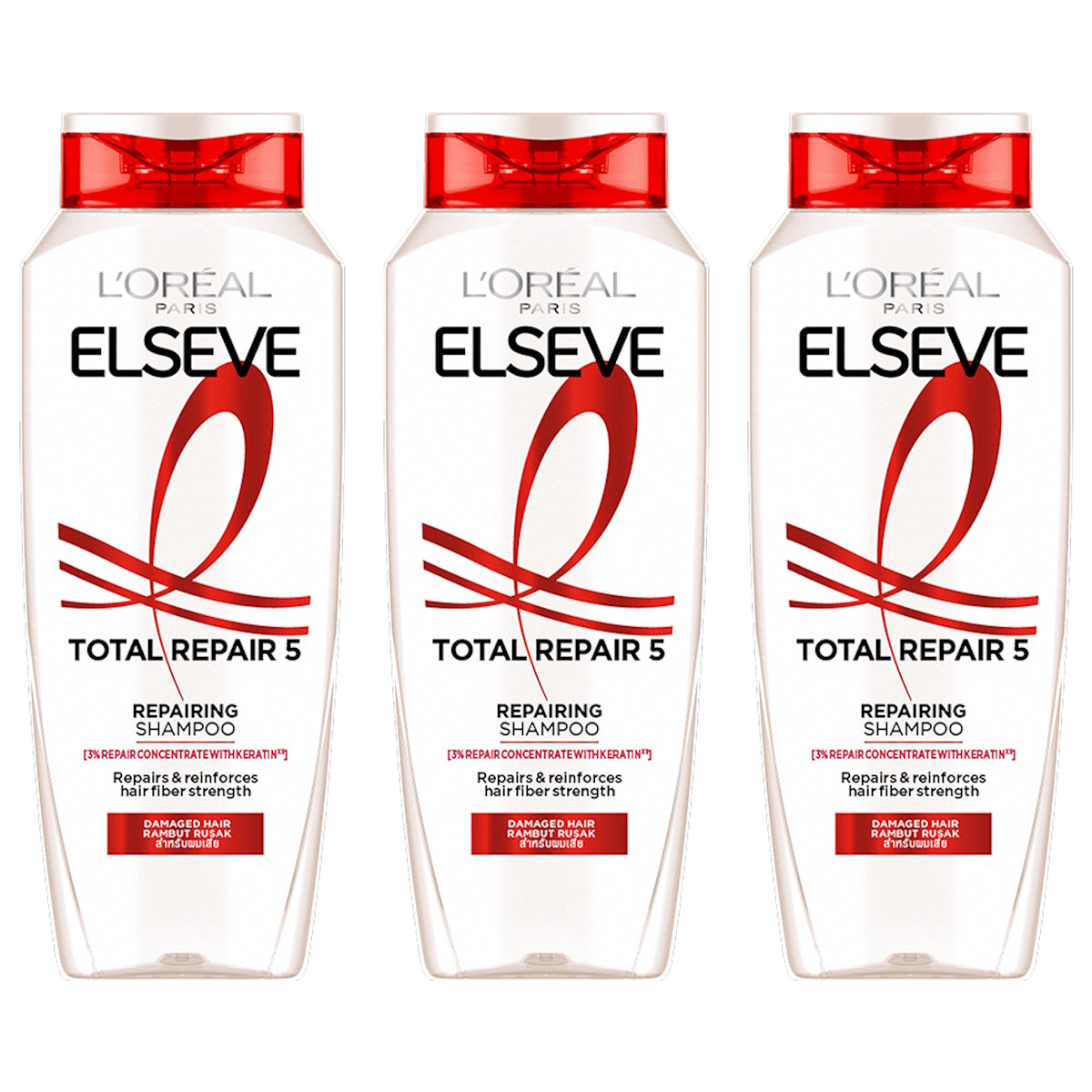 (BUNDLE OF 3) L'OREAL PARIS TOTAL REPAIR 5 REPAIRING SHAMPOO 280ML