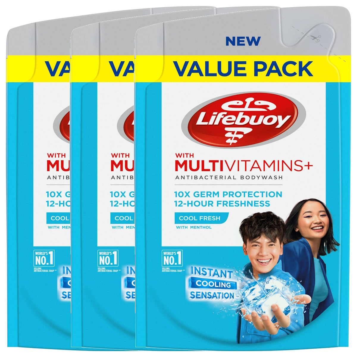 (BUNDLE OF 3) LIFEBUOY BODY WASH REFILL - COOL FRESH 800ML
