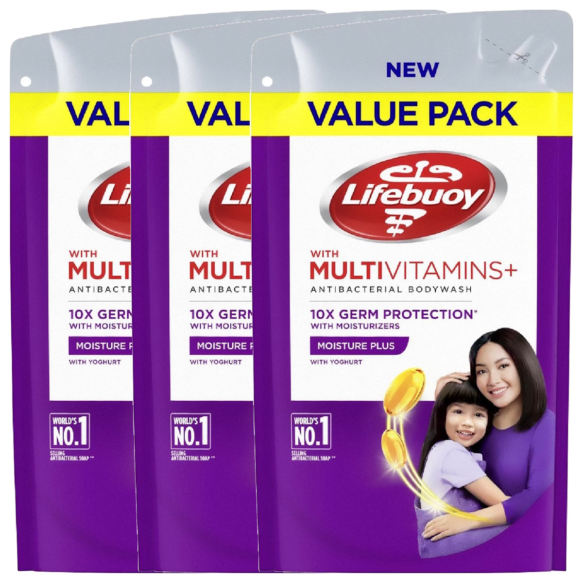 (BUNDLE OF 3) LIFEBUOY BODY WASH REFILL - MOISTURE PLUS 800ML