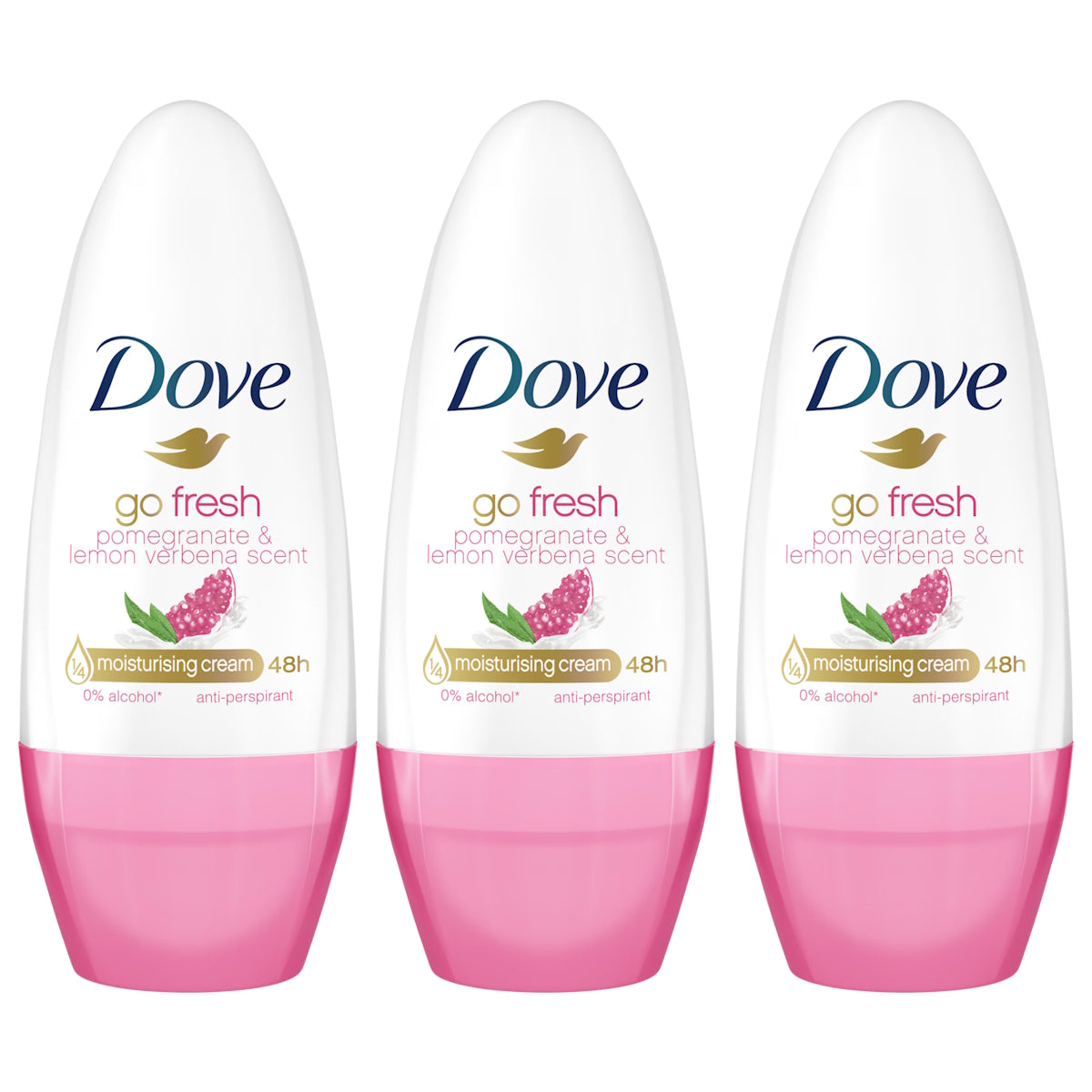 (BUNDLE OF 3) DOVE DEODORANT ROLL ON GO FRESH POMEGRANATE & LEMON VERBENA 40ML