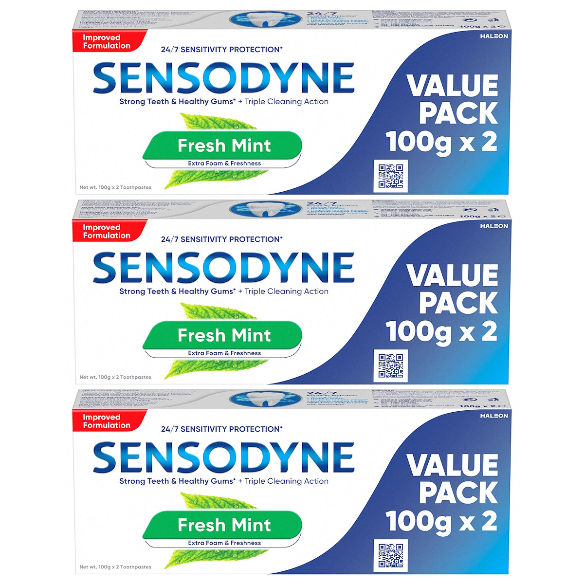 (BUNDLE OF 3) SENSODYNE FRESH MINT TOOTHPASTE 2X100G