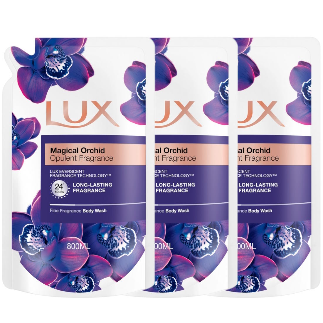(BUNDLE OF 3) LUX MAGICAL ORCHID BODY WASH REFILL 800ML