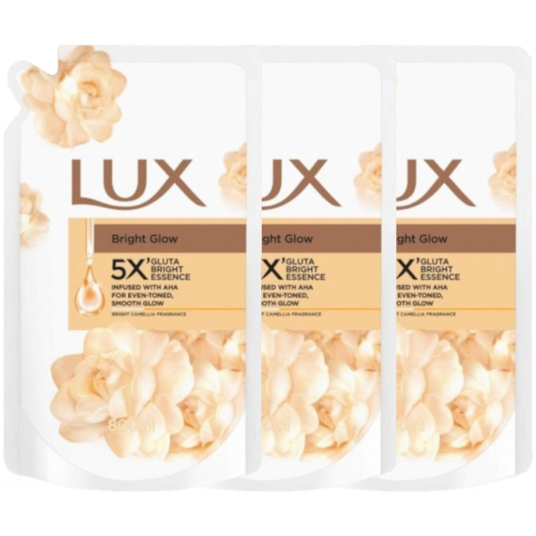 (BUNDLE OF 3) LUX BRIGHT GLOW BODY WASH REFILL 800ML