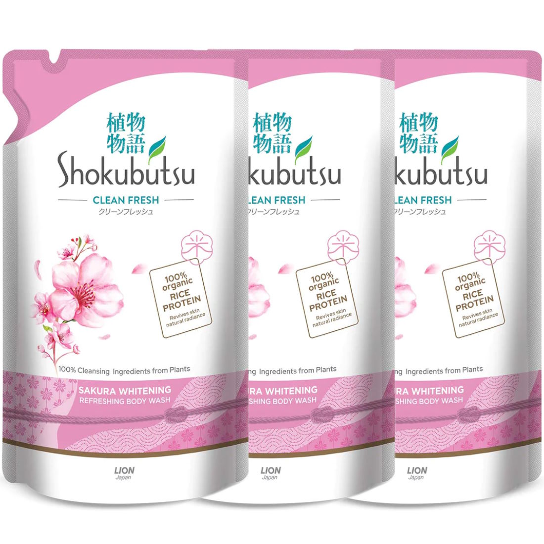(BUNDLE OF 3) SHOKUBUTSU REFILL SAKURA WHITENING 550ML