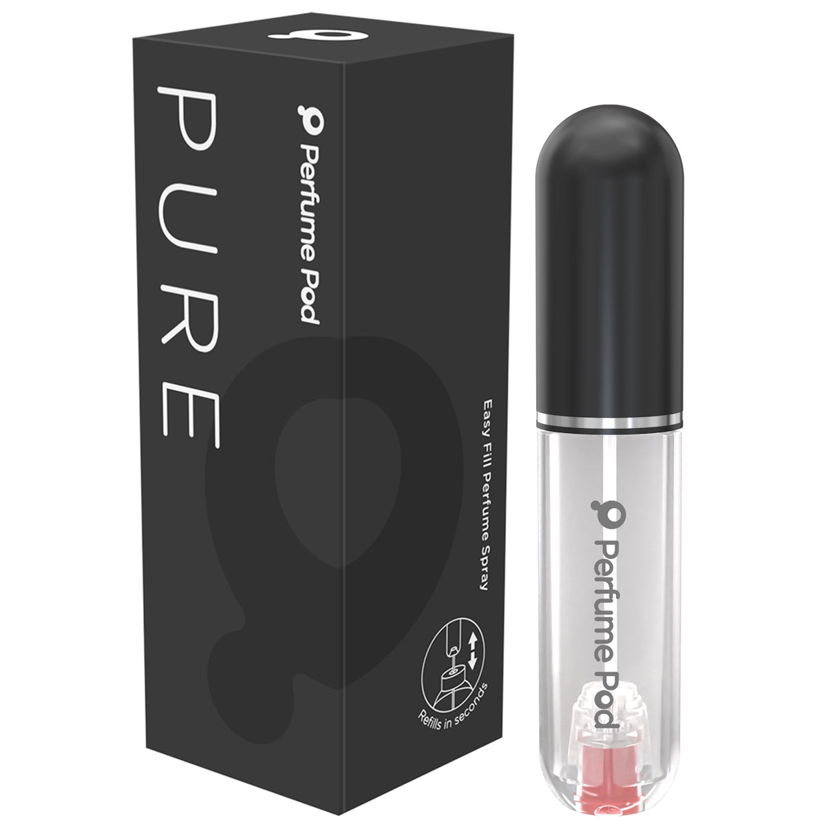 PERFUME POD PURE REFILLABLE PERFUME SPRAY BOTTLE (BLACK)