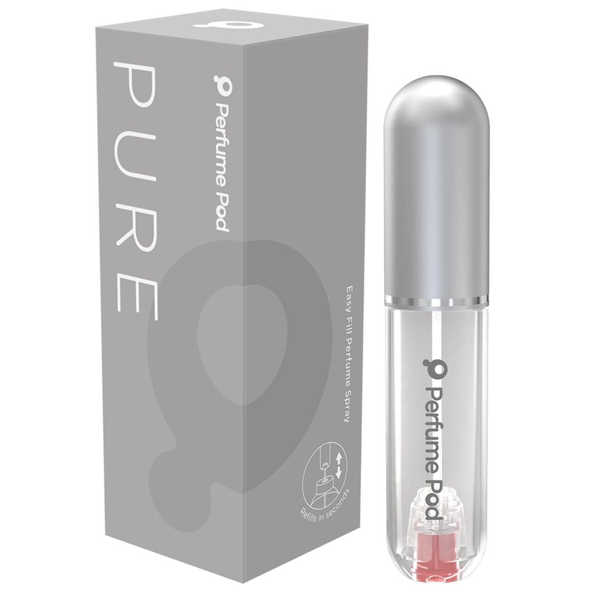 PERFUME POD PURE REFILLABLE PERFUME SPRAY BOTTLE (SILVER)