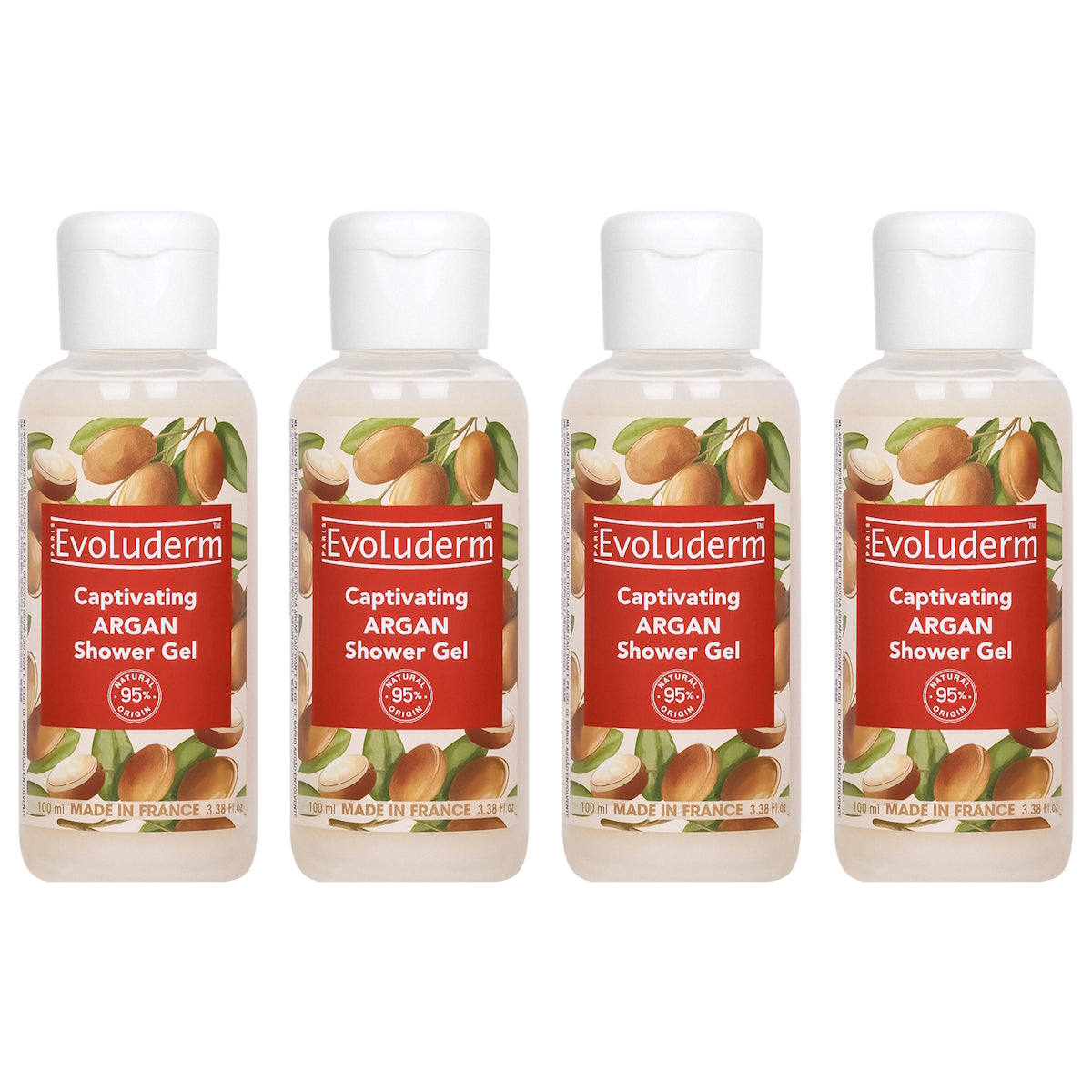 (BUNDLE OF 4) EVOLUDERM CAPTIVATING ARGAN SHOWER GEL 100ML (EXP: 07/2027)