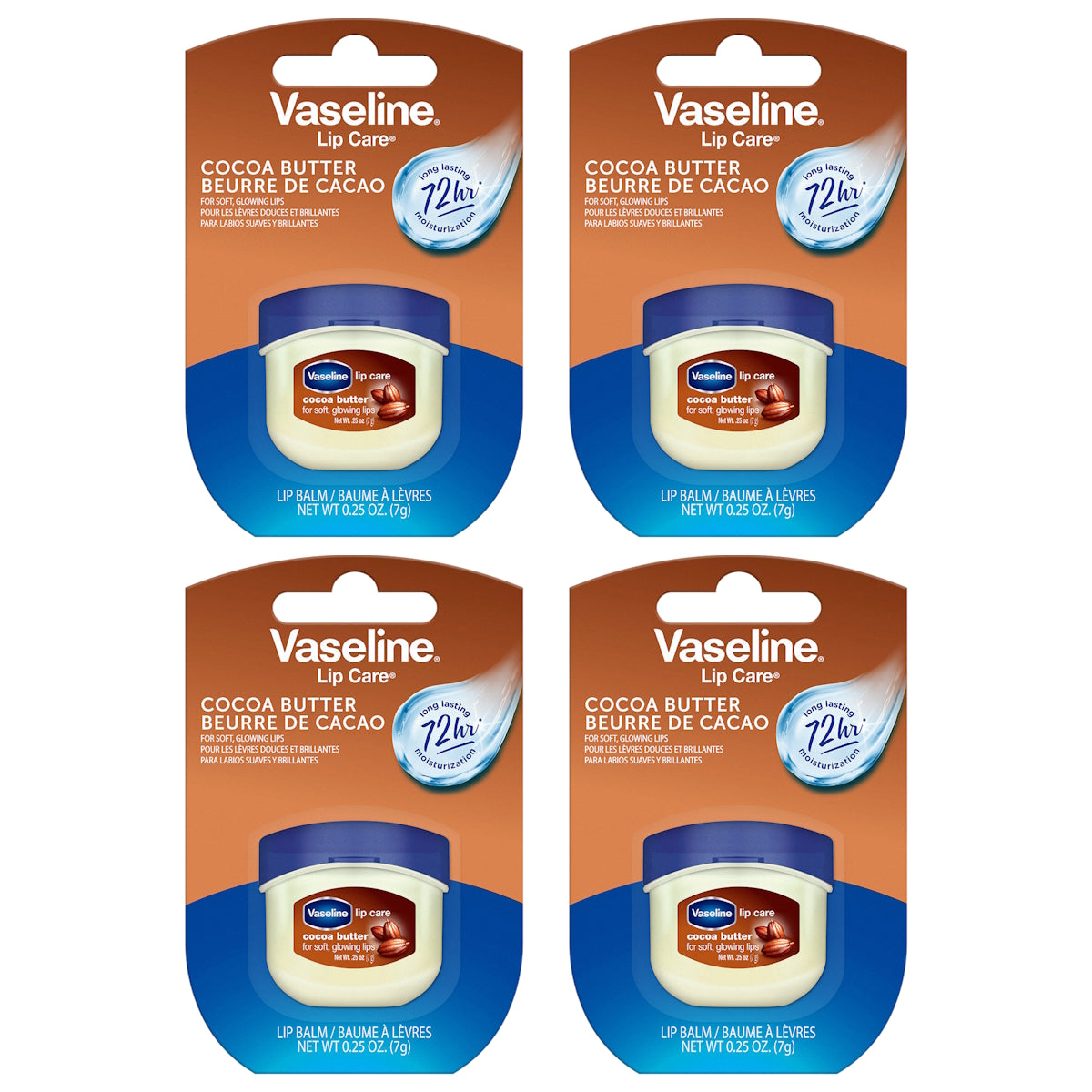 (BUNDLE OF 4) VASELINE LIP CARE TUB COCOA BUTTER 7G