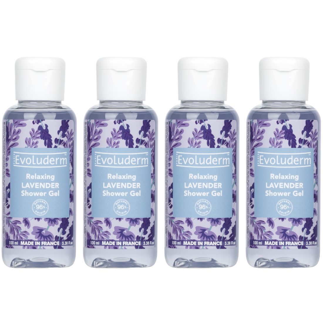 (BUNDLE OF 4) EVOLUDERM RELAXING LAVENDER SHOWER GEL 100ML