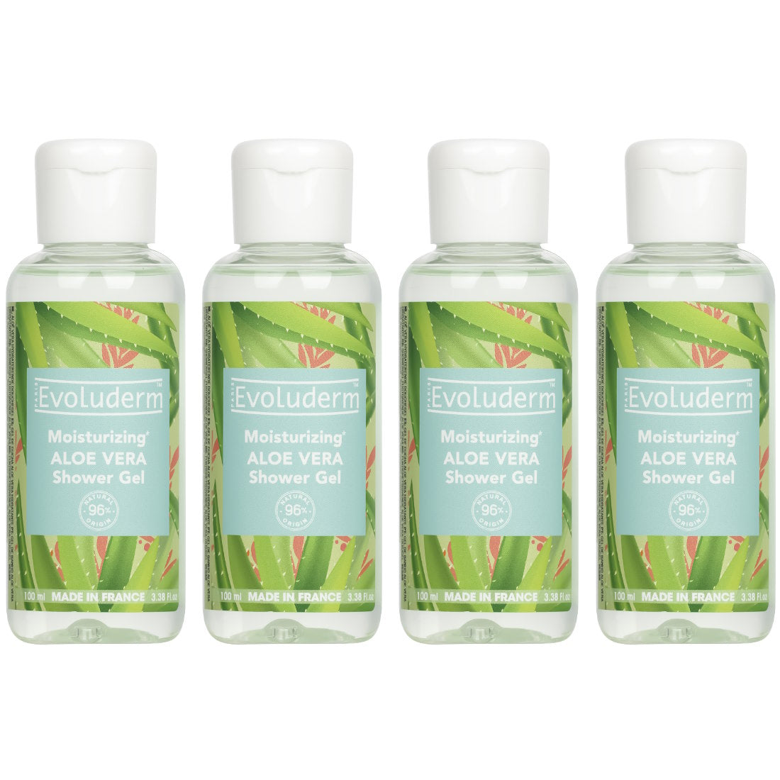 (BUNDLE OF 4) EVOLUDERM MOISTURIZING ALOE VERA SHOWER GEL 100ML