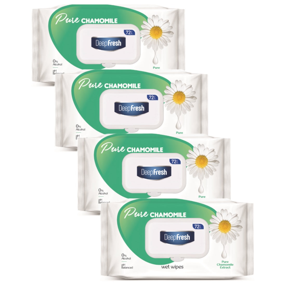 (BUNDLE OF 4) DEEP FRESH PURE CHAMOMILE WET WIPES 72S