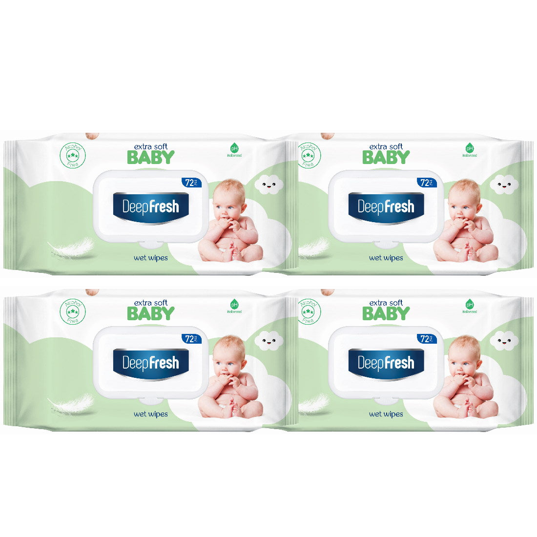 (BUNDLE OF 4) DEEP FRESH EXTRA SOFT BABY WET WIPES 72PCS