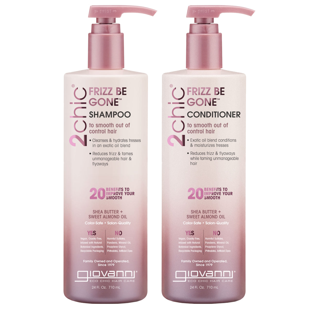 GIOVANNI 2CHIC FRIZZ BE GONE SHAMPOO & CONDITIONER 710ML