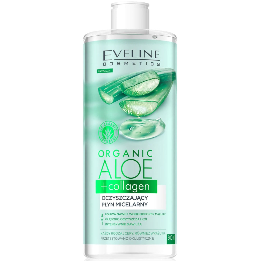 EVELINE ORGANIC ALOE+COLLAGEN CLEANSING MICELLAR WATER 500ML