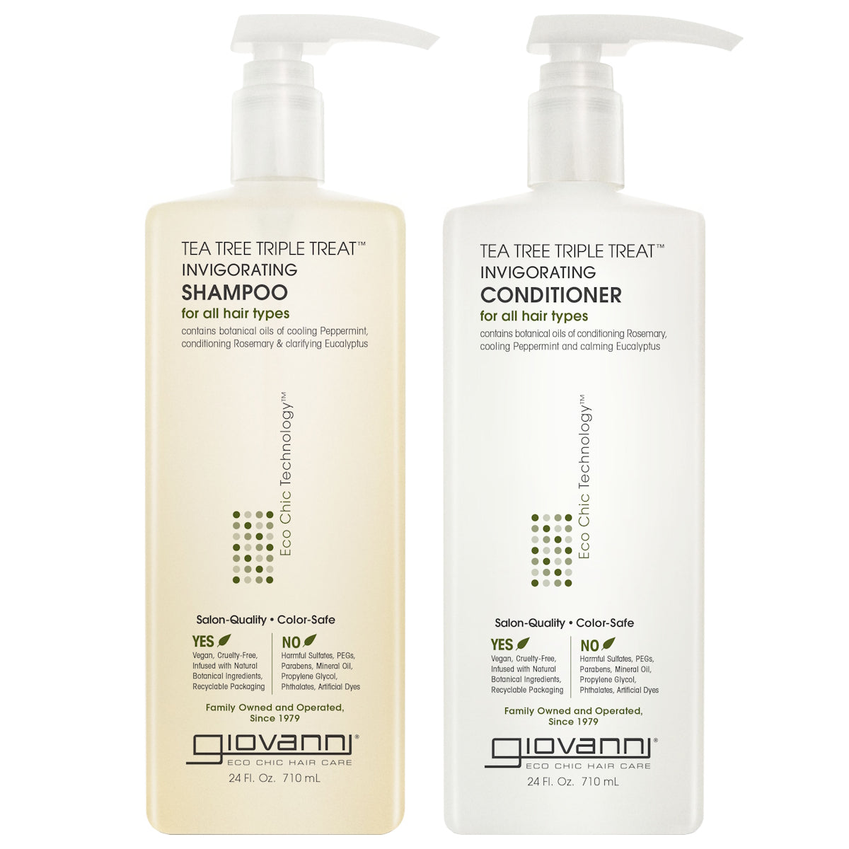 (BUNDLE OF 2) GIOVANNI TEA TREE TRIPLE TREAT SHAMPOO & CONDITIONER 710ML