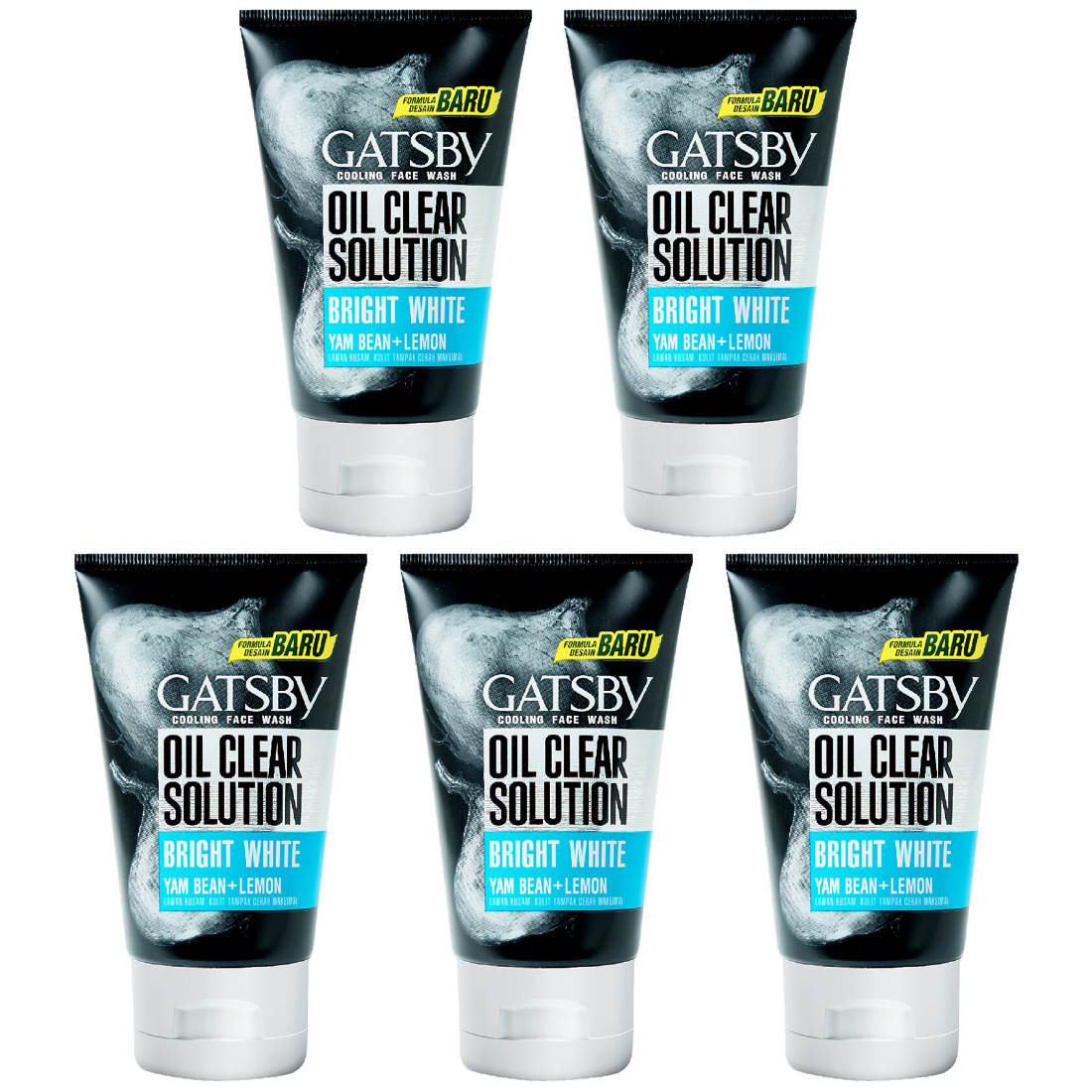 (BUNDLE OF 5) GATSBY BRIGHT WHITE COOLING FACE WASH 100G