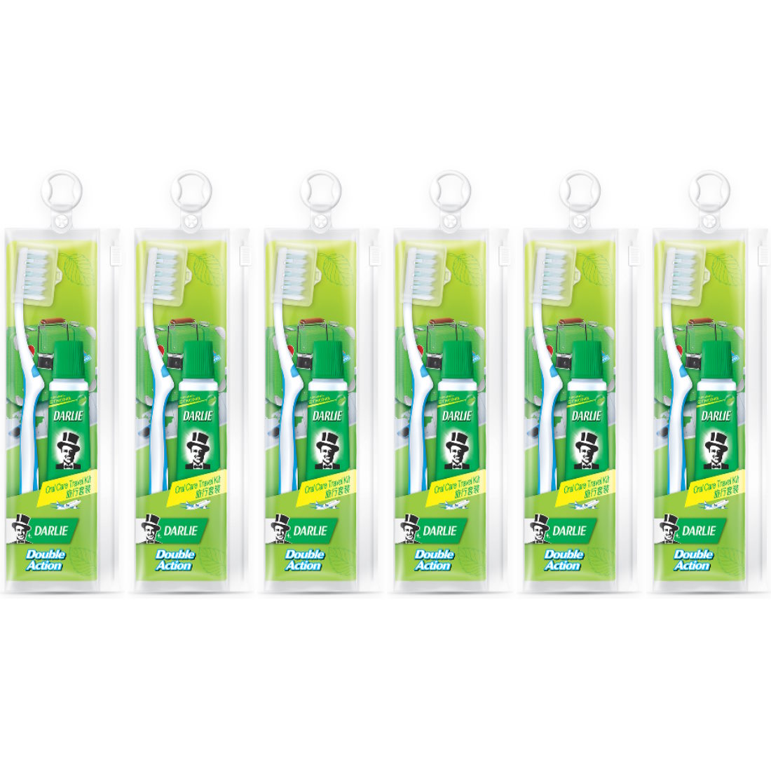 (BUNDLE OF 6) DARLIE DOUBLE ACTION TRAVEL KIT TOOTHPASTE 50G + TOOTHBRUSH