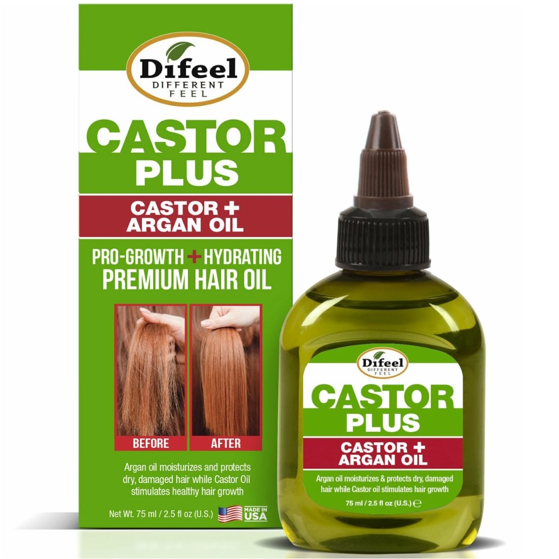 DIFEEL CASTOR PLUS ARGAN PRO-GROWTH + HYDRATING PREMIUM HAIR OIL 75ML