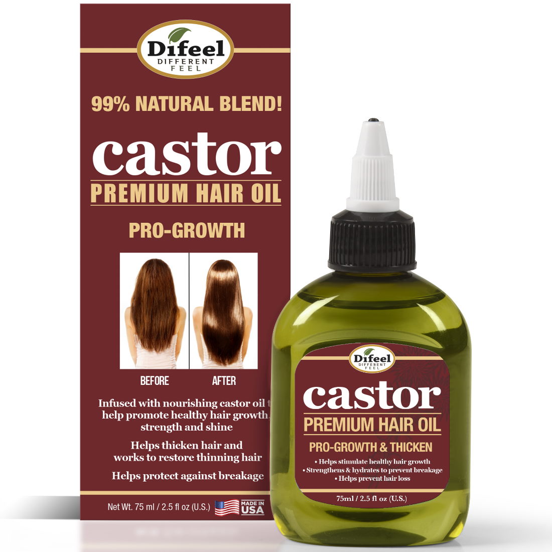 DIFEEL CASTOR PRO-GROWTH PREMIUM HAIR OIL 75ML