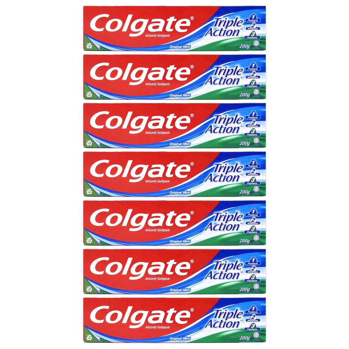 (BUNDLE OF 7) COLGATE TRIPLE ACTION TOOTHPASTE ORIGINAL MINT 200G
