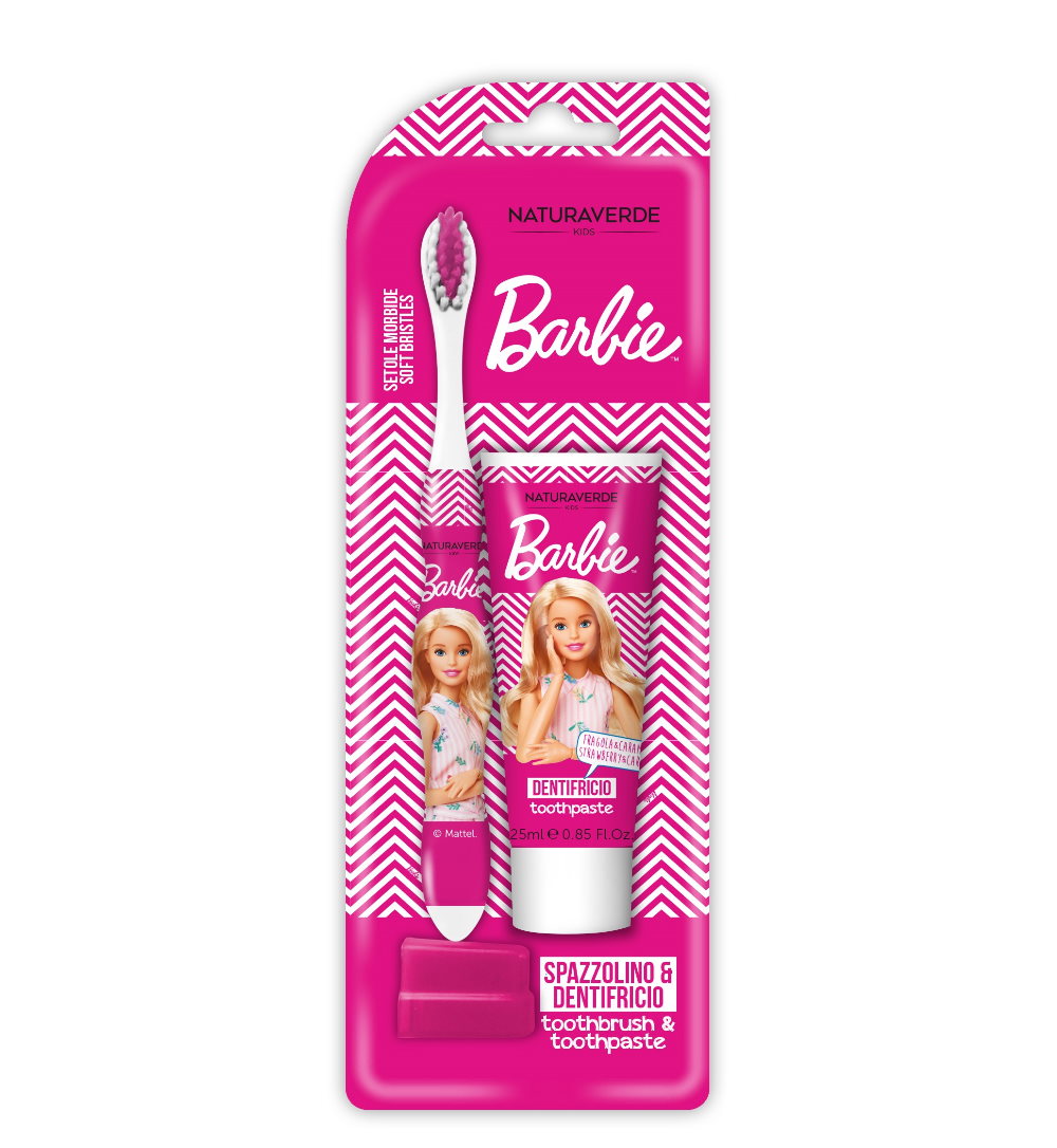 NATURAVERDE BARBIE ORAL CARE SET (TOOTHBRUSH + TOOTHPASTE 25ML)