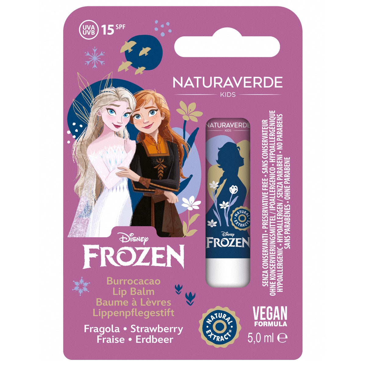 NATURAVERDE FROZEN II LIP BALM STRAWBERRY SPF15 5ML