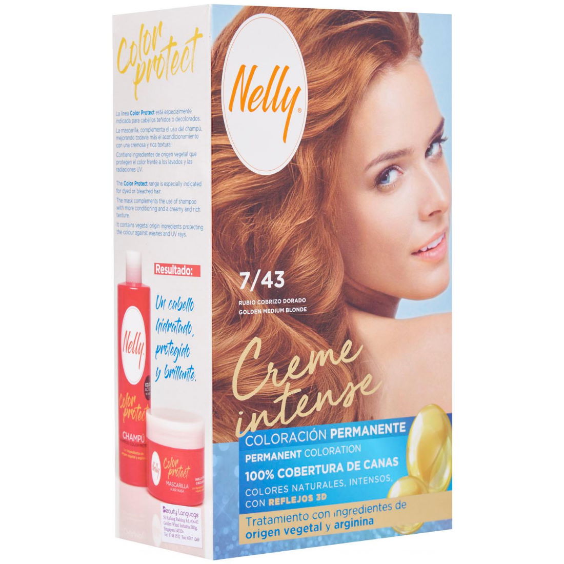 NELLY HAIR COLOR 7/43 GOLDEN COPPER BLONDE EXP:02/2027