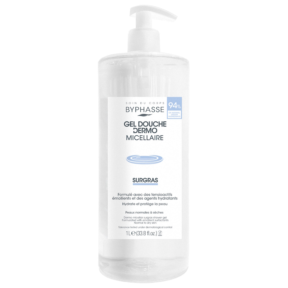 BYPHASSE DERMO MICELLAR SURGRAS SHOWER GEL NORMAL TO DRY SKIN 1L