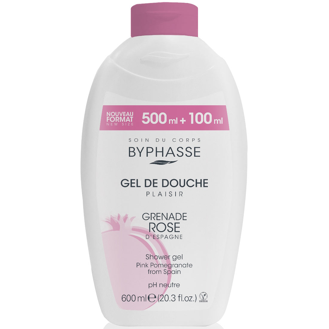 BYPHASSE PLAISIR SHOWER GEL PINK POMEGRANATE 600ML