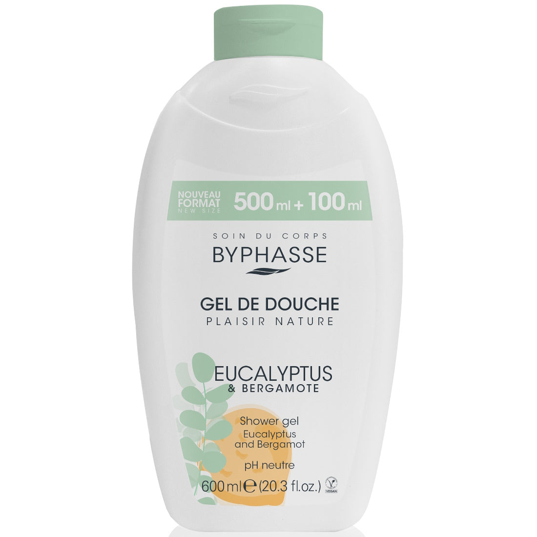 BYPHASSE PLAISIR NATURE SHOWER GEL EUCALYPTUS & BERGAMOT 600ML