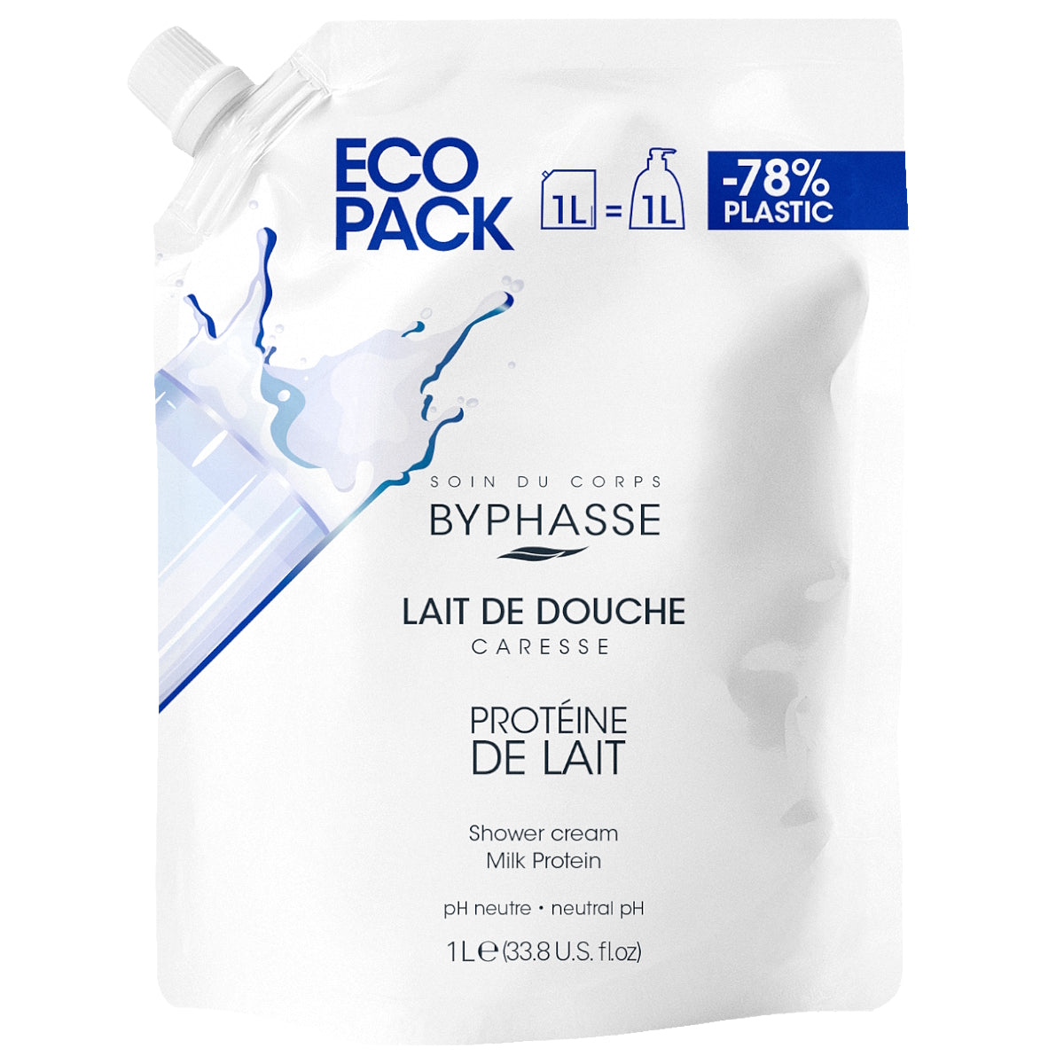 BYPHASSE ECOPACK CARESSE SHOWER CREAM MILK PROTEIN 1L