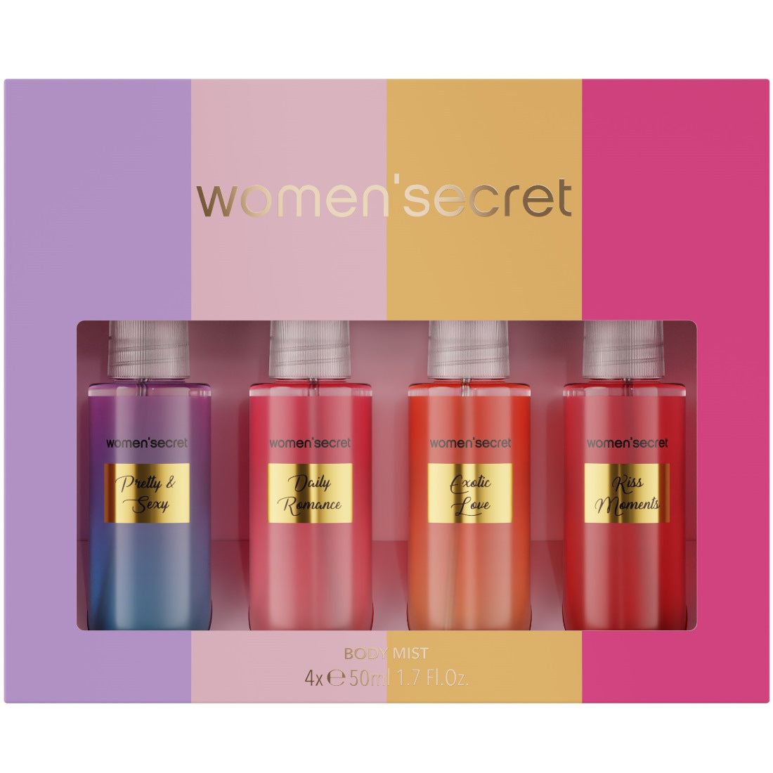 WOMEN SECRET BODY MIST COFFRET COLOR 4 x 50ML