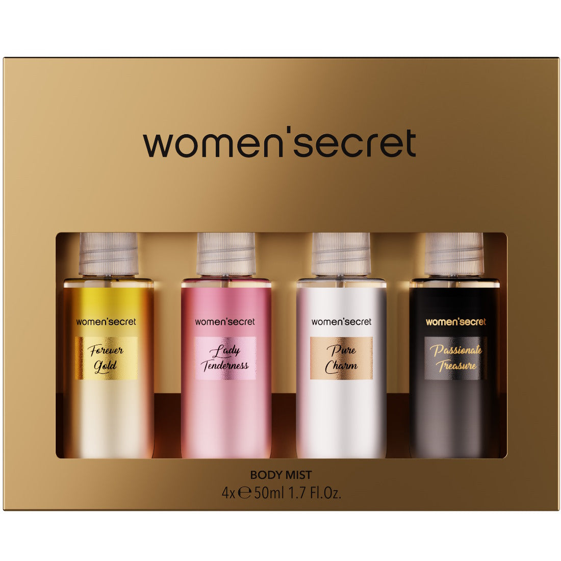 WOMEN SECRET BODY MIST COFFRET METALLIC 4 x 50ML