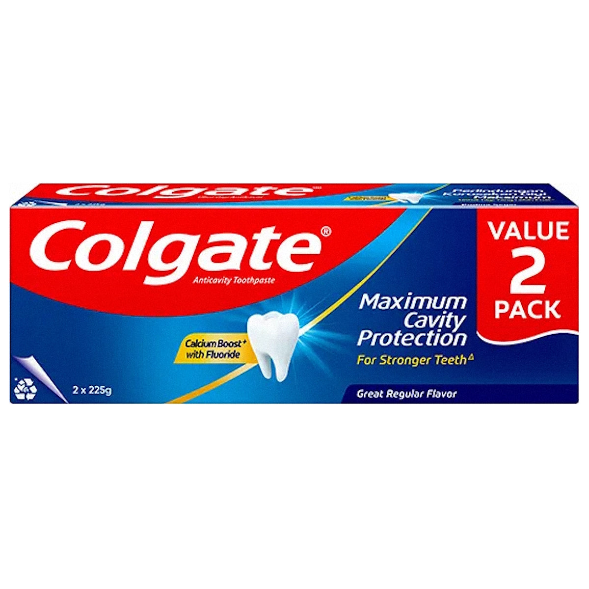 COLGATE MAXIMUM CAVITY PROTECTION GREAT REGULAR FLAVOR TOOTHPASTE 2X225G
