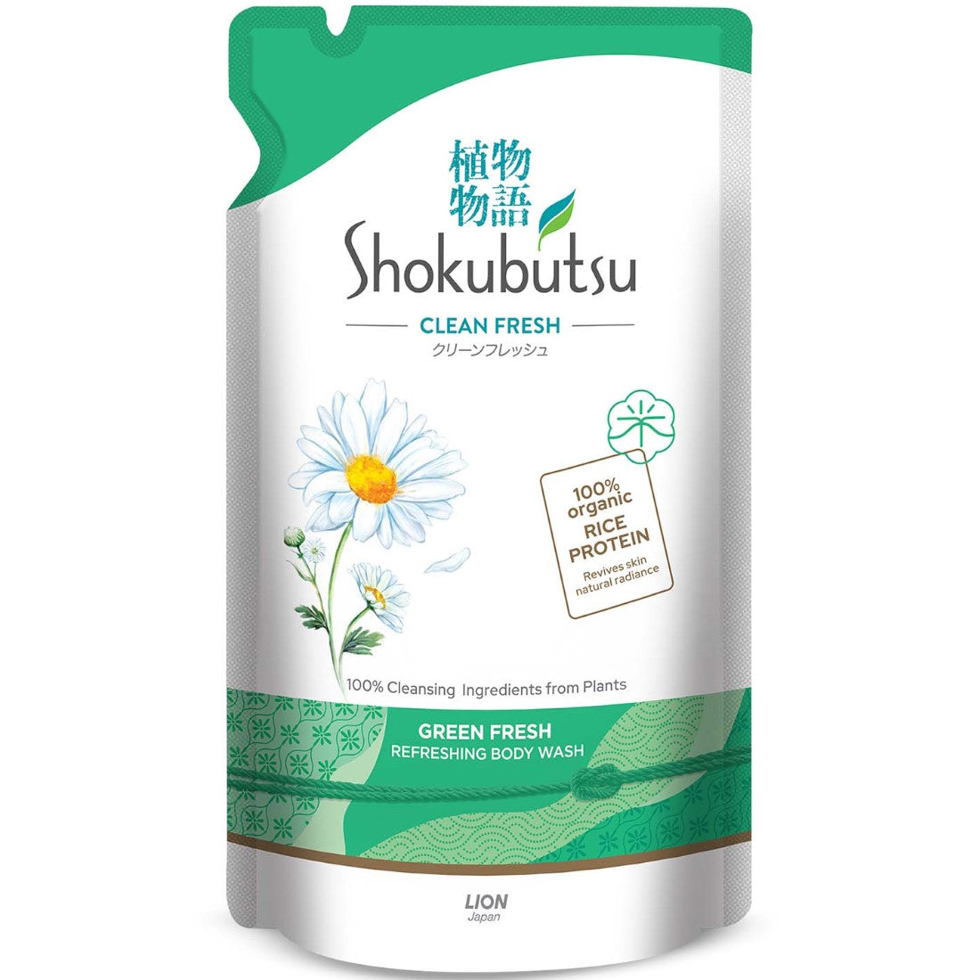 SHOKUBUTSU GREEN FRESH REFRESHING BODY WASH REFILL 500G