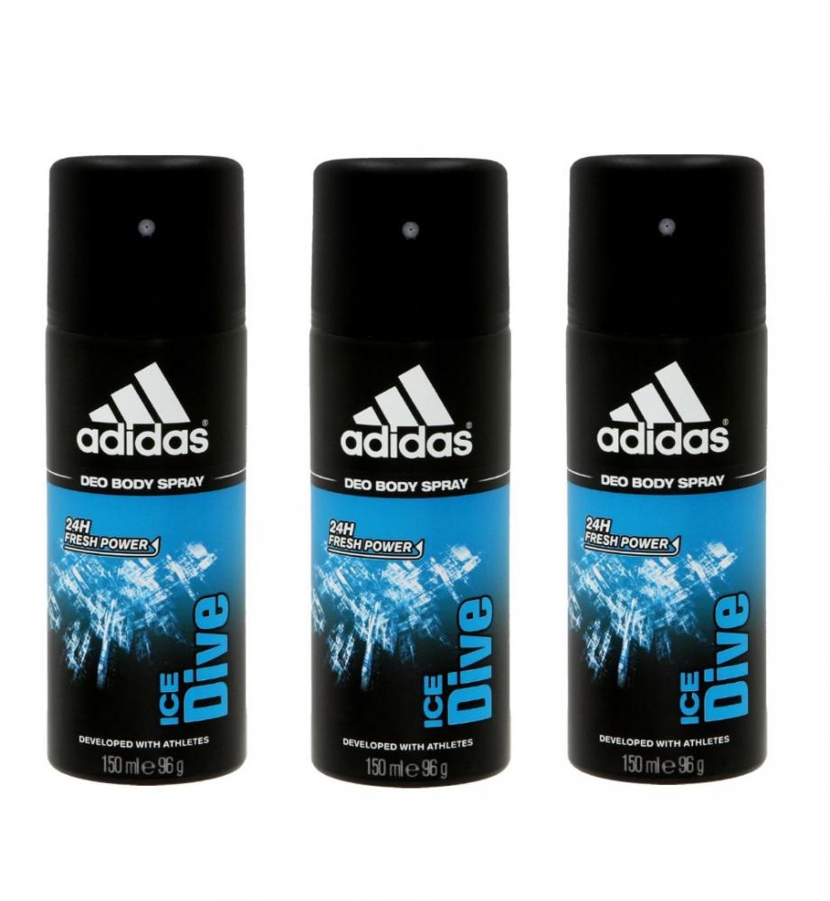 ADIDAS DEODORANT BODY SPRAY ICE DIVE 150ML X 3 QTY