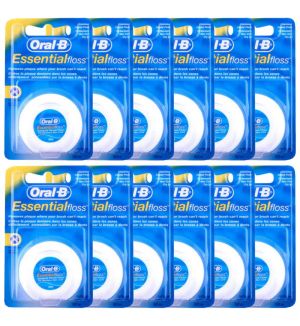 (BUNDLE OF 12) ORAL B ESSENTIAL FLOSS UNWAXED 50M