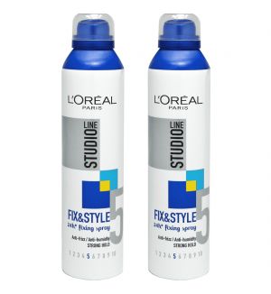 (BUNDLE OF 2) L'OREAL STUDIO LINE FIX & STYLE FIXING SPRAY STRONG HOLD 250ML (EXP: 04/2026)