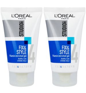 (BUNDLE OF 2) L'OREAL STUDIO FIX & STYLE VITAMIN ENRICHED GEL STRONG HOLD 150ML