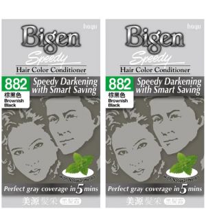 (BUNDLE OF 2) BIGEN SPEEDY HAIR COLOR CONDITIONER 882 BROWNISH BLACK