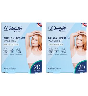(BUNDLE OF 2) DIMPLES BIKINI & UNDERARM WAX STRIPS SENSITIVE SKIN 20S