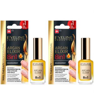 (BUNDLE OF 2) EVELINE NAIL THERAPY ARGAN ELIXIR 8 IN 1 REGENERATING OIL FOR CUTICLES & NAILS 12ML