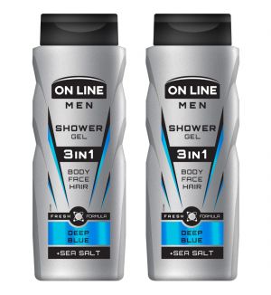(BUNDLE OF 2) ON LINE MEN SHOWER GEL 3 IN 1 DEEP BLUE 400ML