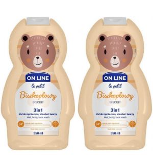 (BUNDLE OF 2) ON LINE KIDS HAIR, BODY, FACE WASH 3 IN 1 BISCUIT 350ML
