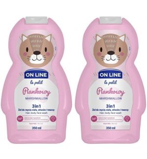 (BUNDLE OF 2) ON LINE KIDS HAIR, BODY, FACE WASH 3 IN 1 MARSHMALLOW 350ML
