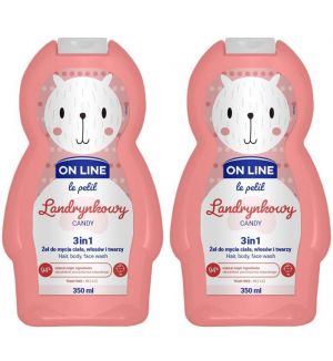 (BUNDLE OF 2) ON LINE KIDS HAIR, BODY, FACE WASH 3 IN 1 CANDY 350ML