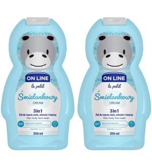 (BUNDLE OF 2) ON LINE KIDS HAIR, BODY, FACE WASH 3 IN 1 CREAM 350ML